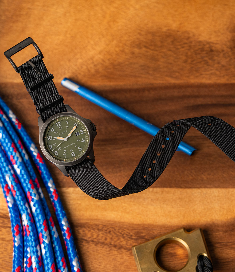 Black PVD Zero-Pass Ribbed Nylon Strap