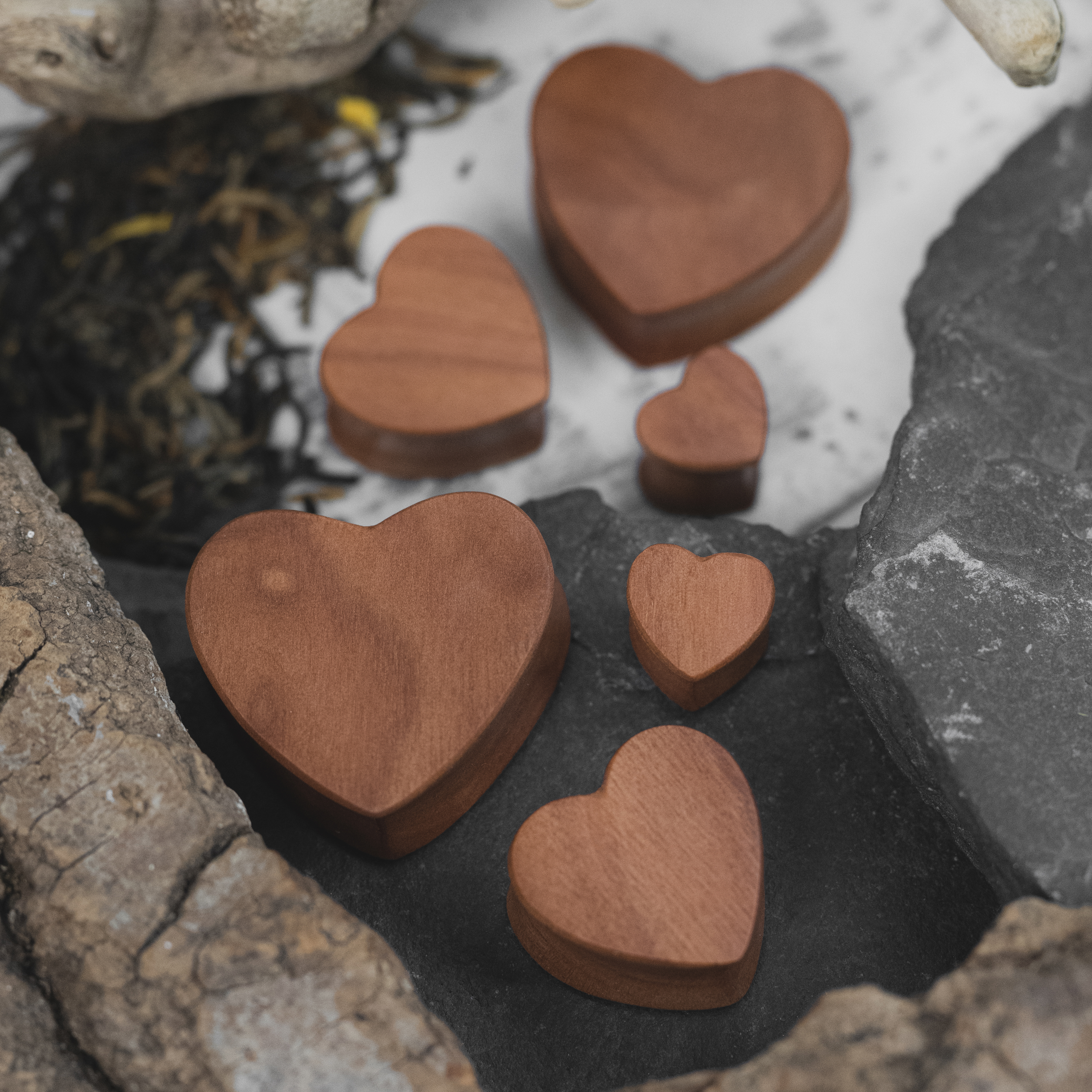 Handmade  Saba Heart Shaped Wood Ear Plug / Gauge