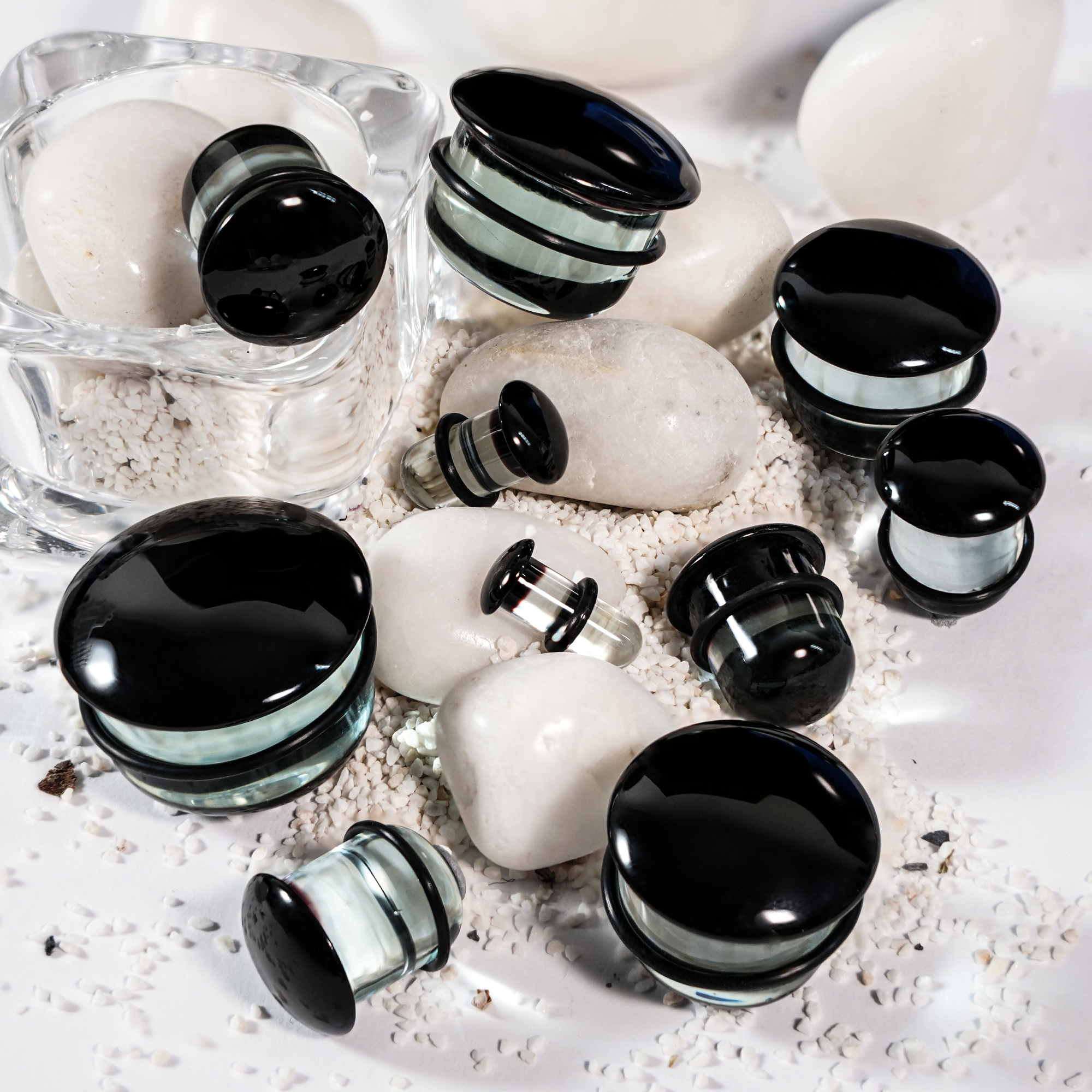 Cool  Clear & Black Single Flare Glass Plug / Gauge