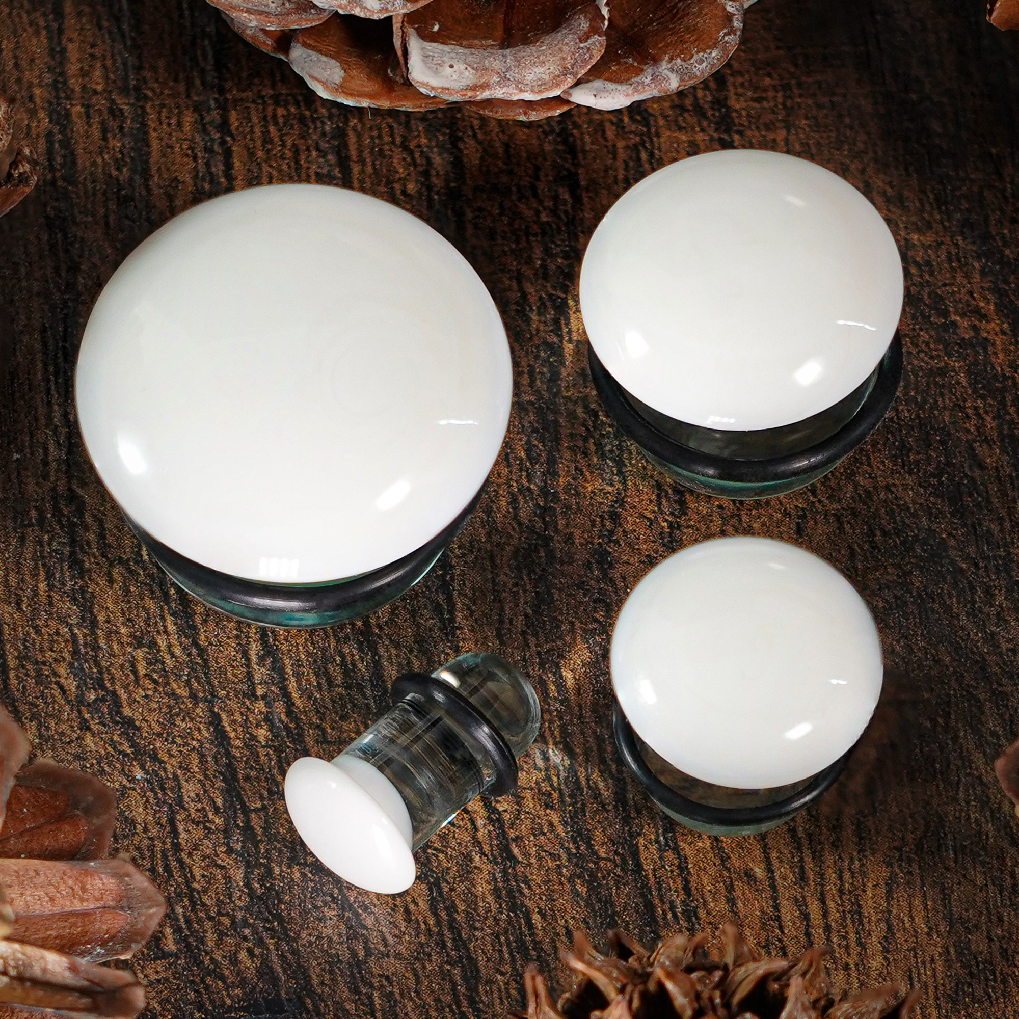 Cute  Clear & White Single Flare Glass Plug / Gauge