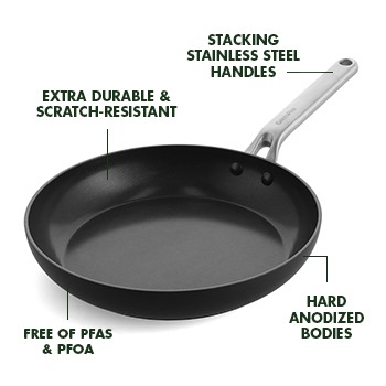 Omega Ceramic Nonstick 4.5-Quart Sauté Pan with Lid