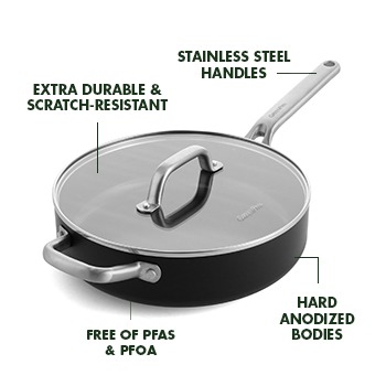 Omega Ceramic Nonstick 4.5-Quart Sauté Pan with Lid