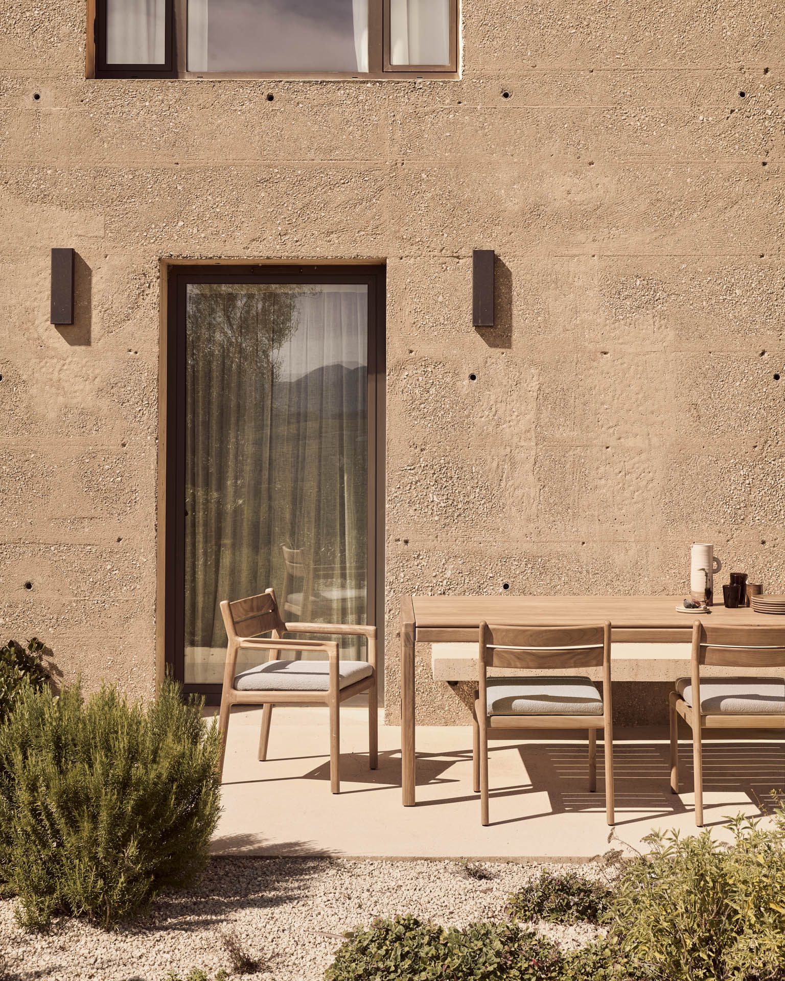 Ethnicraft Teak Jack Outdoor Dining Chair with Armrest - Fabric