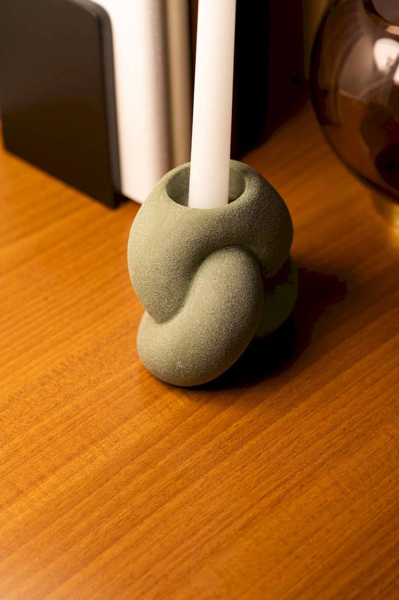 Tangle Stoneware Votive & Candle Holder - Green