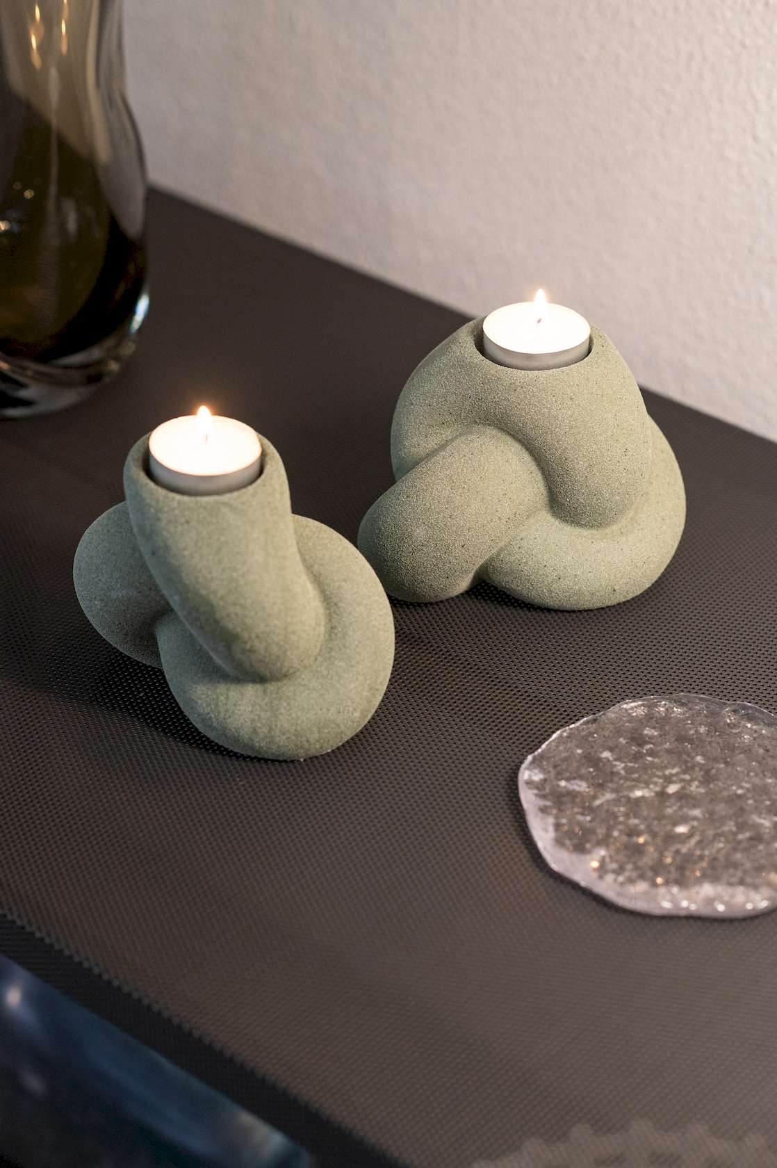 Tangle Stoneware Votive & Candle Holder - Green