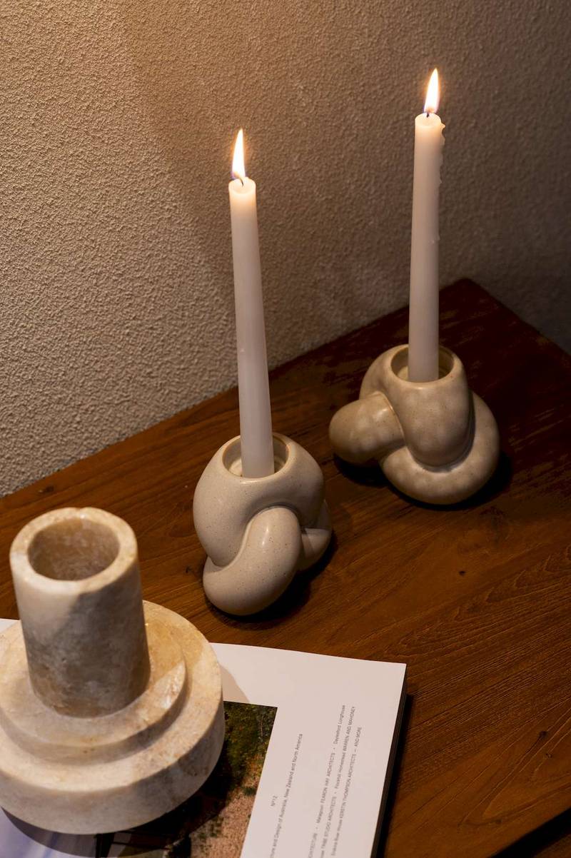 Tangle Stoneware Votive & Candle Holder - Nature