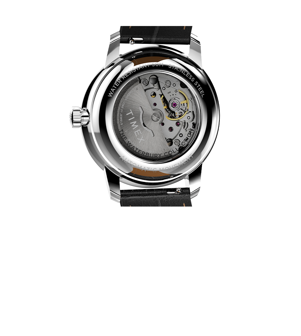 WATERBURY METROPOLITAN AUTO SST SILVER DIAL BLACK STRAP