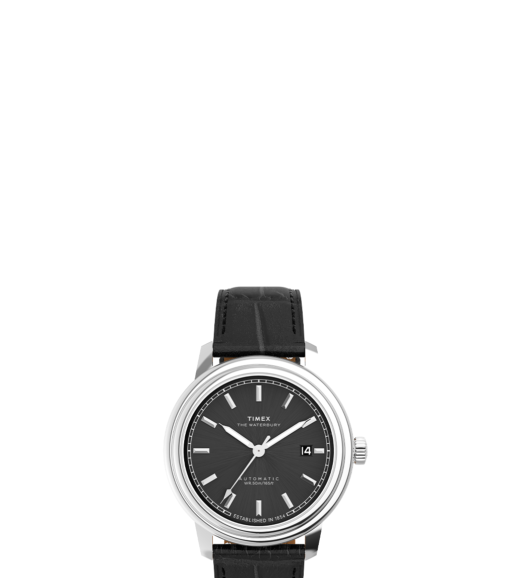 WATERBURY METROPOLITAN AUTO SST SILVER DIAL BLACK STRAP