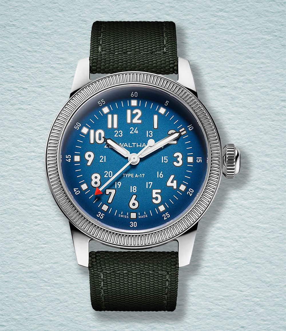 A17 Pilot on green Cordura® | Blue Dial