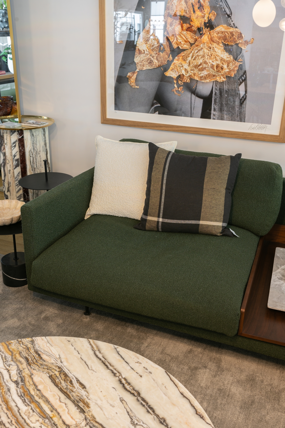 Maho 4 Seater Sofa with Tray - Forest Green Cuddle Col.16 - Floor Stock