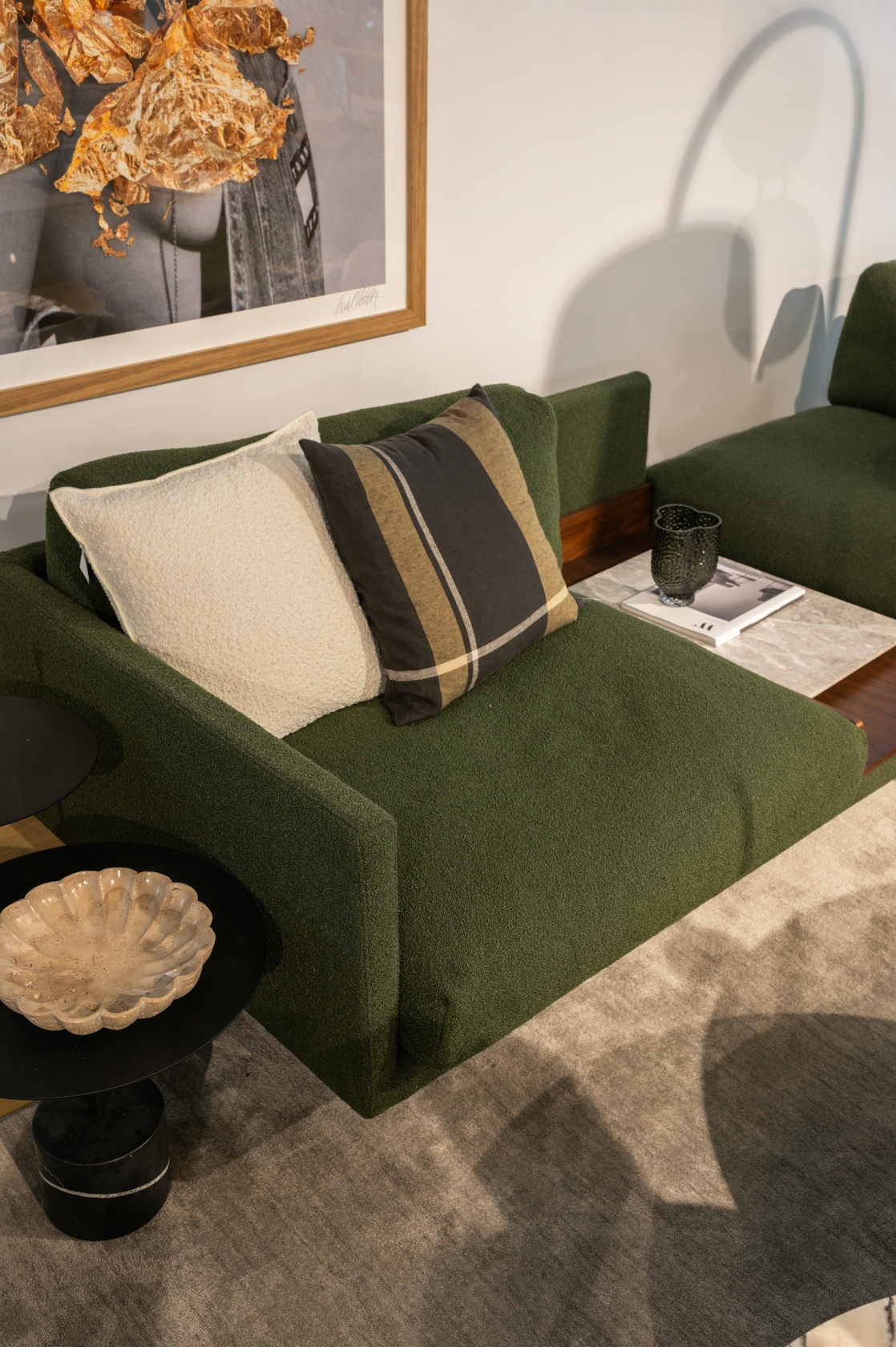 Maho 4 Seater Sofa with Tray - Forest Green Cuddle Col.16 - Floor Stock