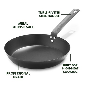 Misen | 2023 Best Pre-Seasoned Carbon Steel Pan | 10 inch | Carbon-Steel