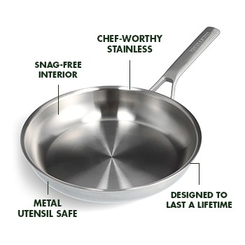 Merten & Storck Tri-Ply Stainless Steel 10 & 12 Frying Pan Skillet Set  with Glass Lids, Professional Cooking, Multi Clad, Drip-Free Pouring Edges