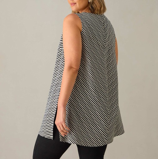 Front Split Tunic Mono Stripe Split Front Tunic