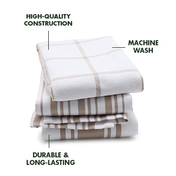 Cuisine Stripe Black Organic Cotton Dish Towels, Set of 2 +