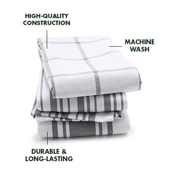 Farmhouse Grainstripe Kitchen Towel Set/3 Farm Kitchen Linens Grey