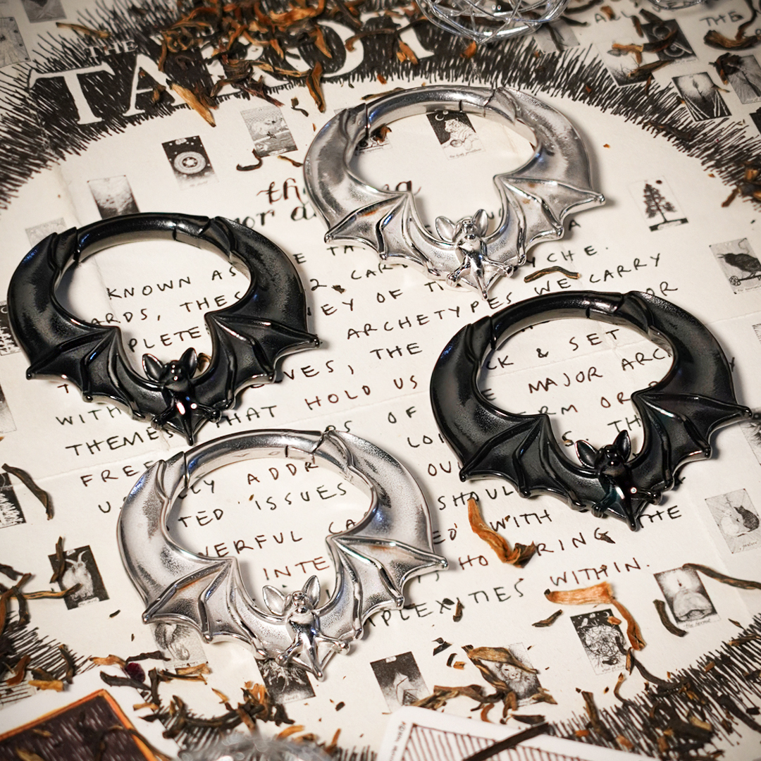 Emo  Black Bat Ear Weights (Pair)