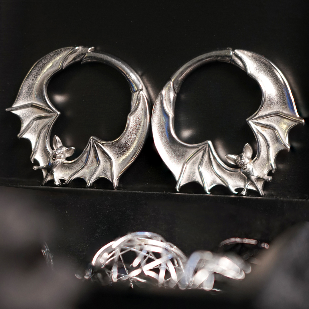 Custom Plugs - SIlver Bat Ear Weights (Pair) Silver Bat Ear Weights (Pair)