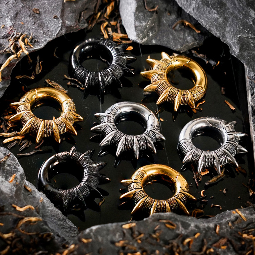 Custom Plugs - Mixed Spiked Ear Weights (Collection) Silver Spiked Ear Weights (Pair)