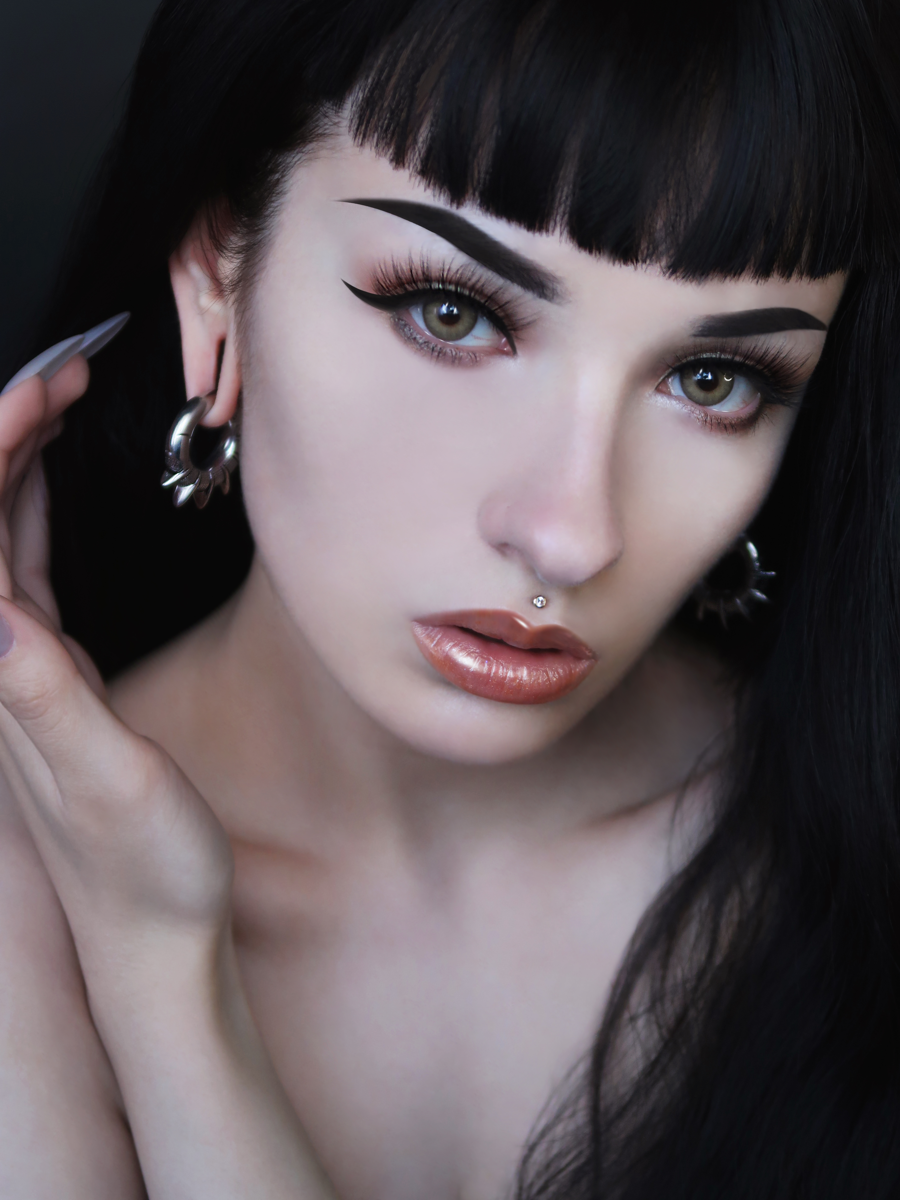  Silver Spiked Ear Weights (Pair)