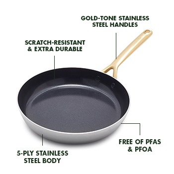GP5 Stainless Steel 8, 10 and 12 Frypan Set | Champagne Handles