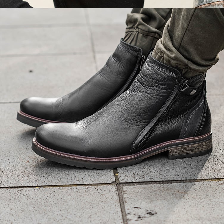 Hunter Nero - Mens Zip Up Boots - Wild Rhino Shoes