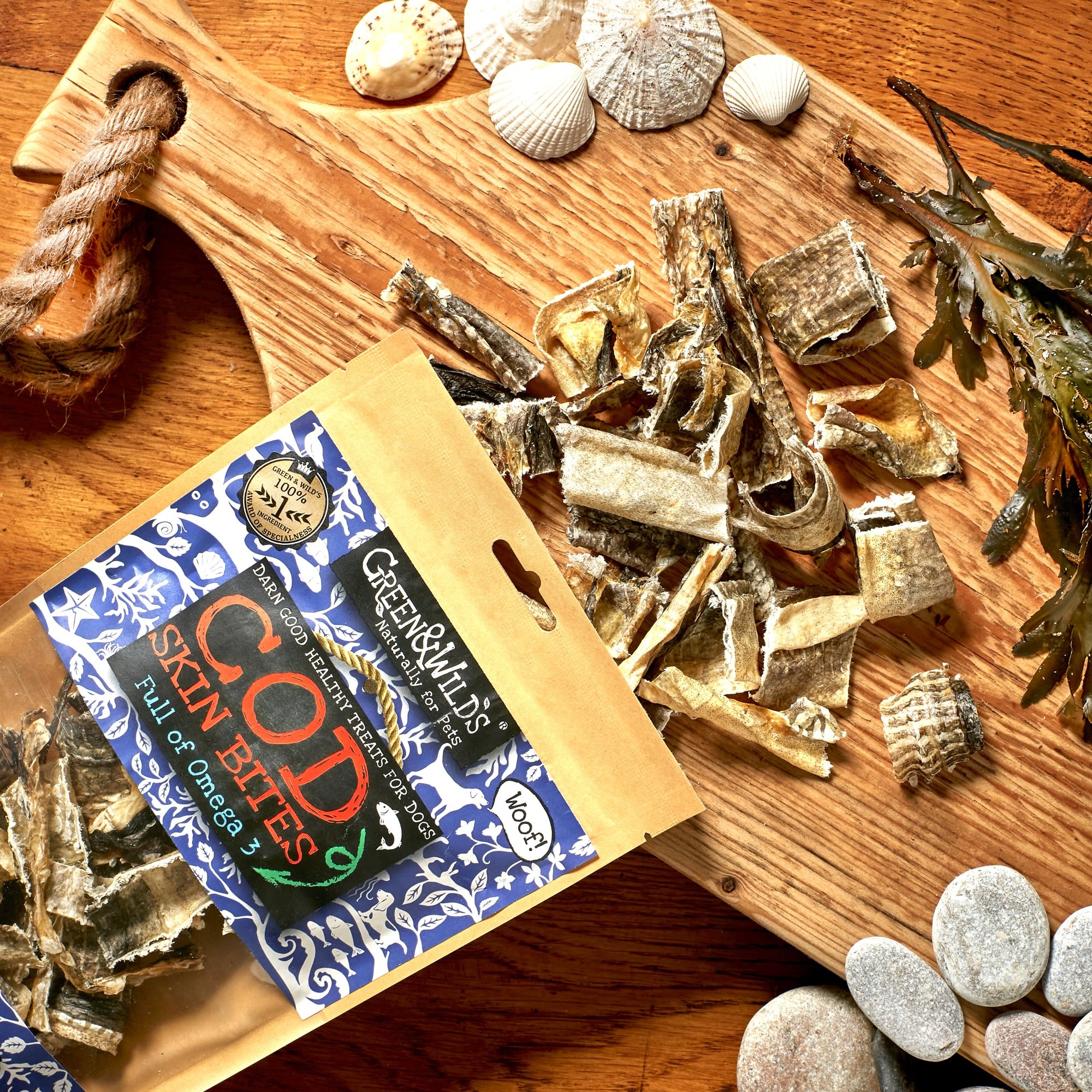 Cod Food Skin Cod Skin Bites, 50g – Green and Wilds - Trade