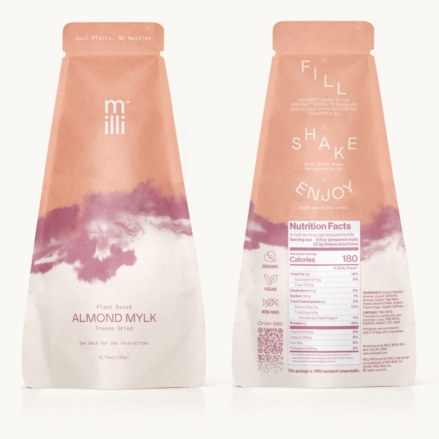 Front and back of Almond pack