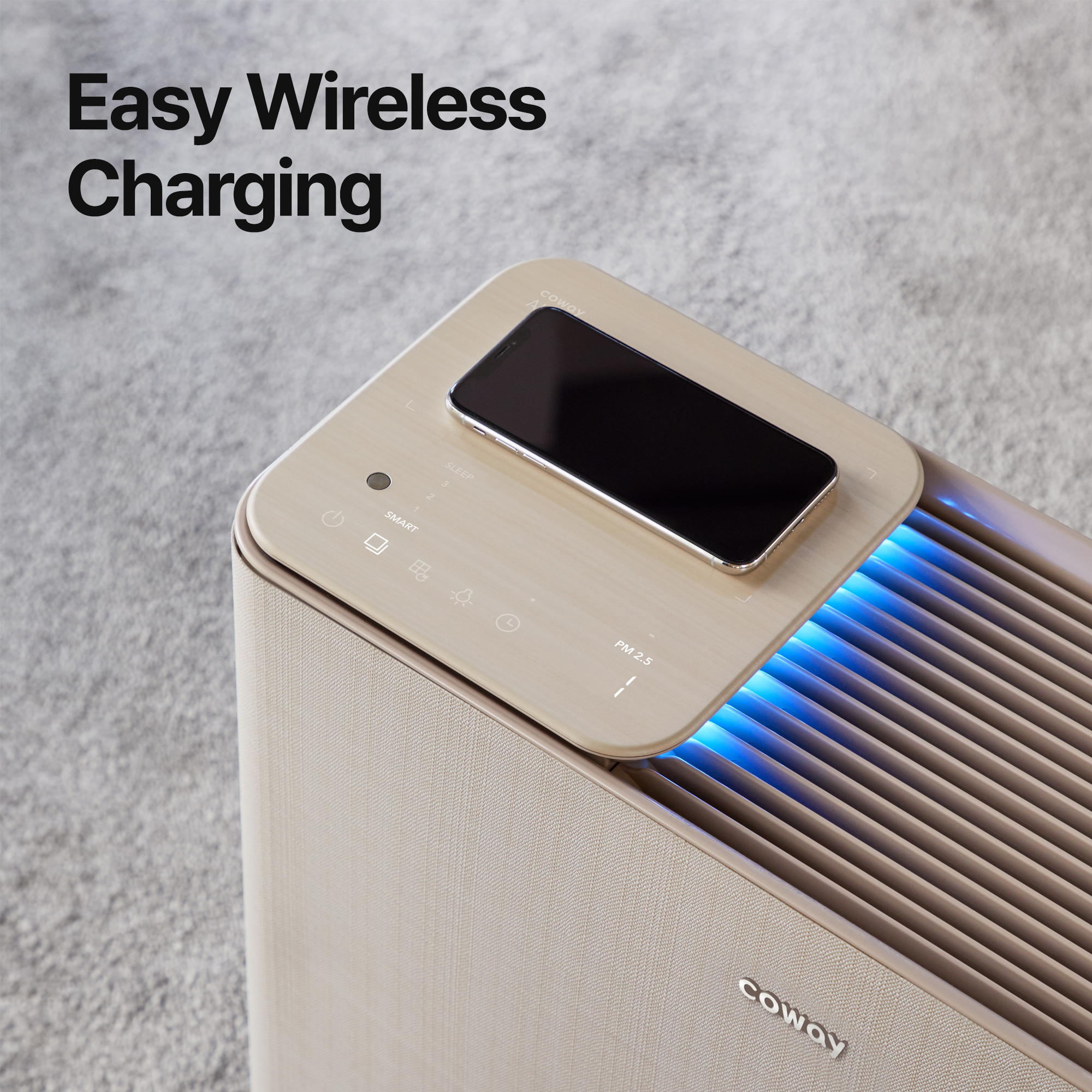 Wireless charger on the control panel