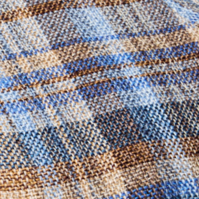 Linen Cotton Apple Jack  Plaid Blue Brown