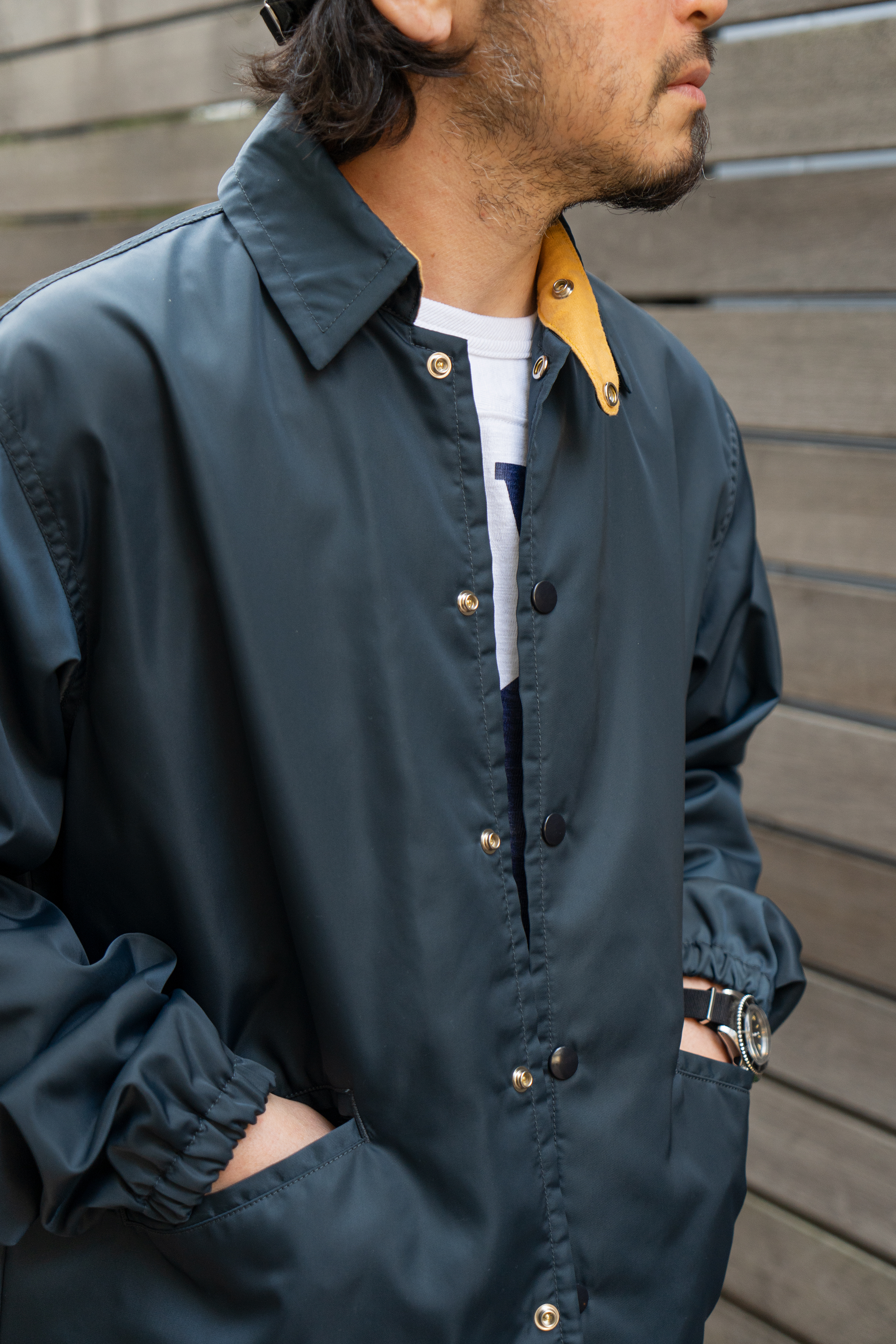 Nylon hip hop streetwear plain black coaches jacket vintage waterproof  lightweight windbreaker for men