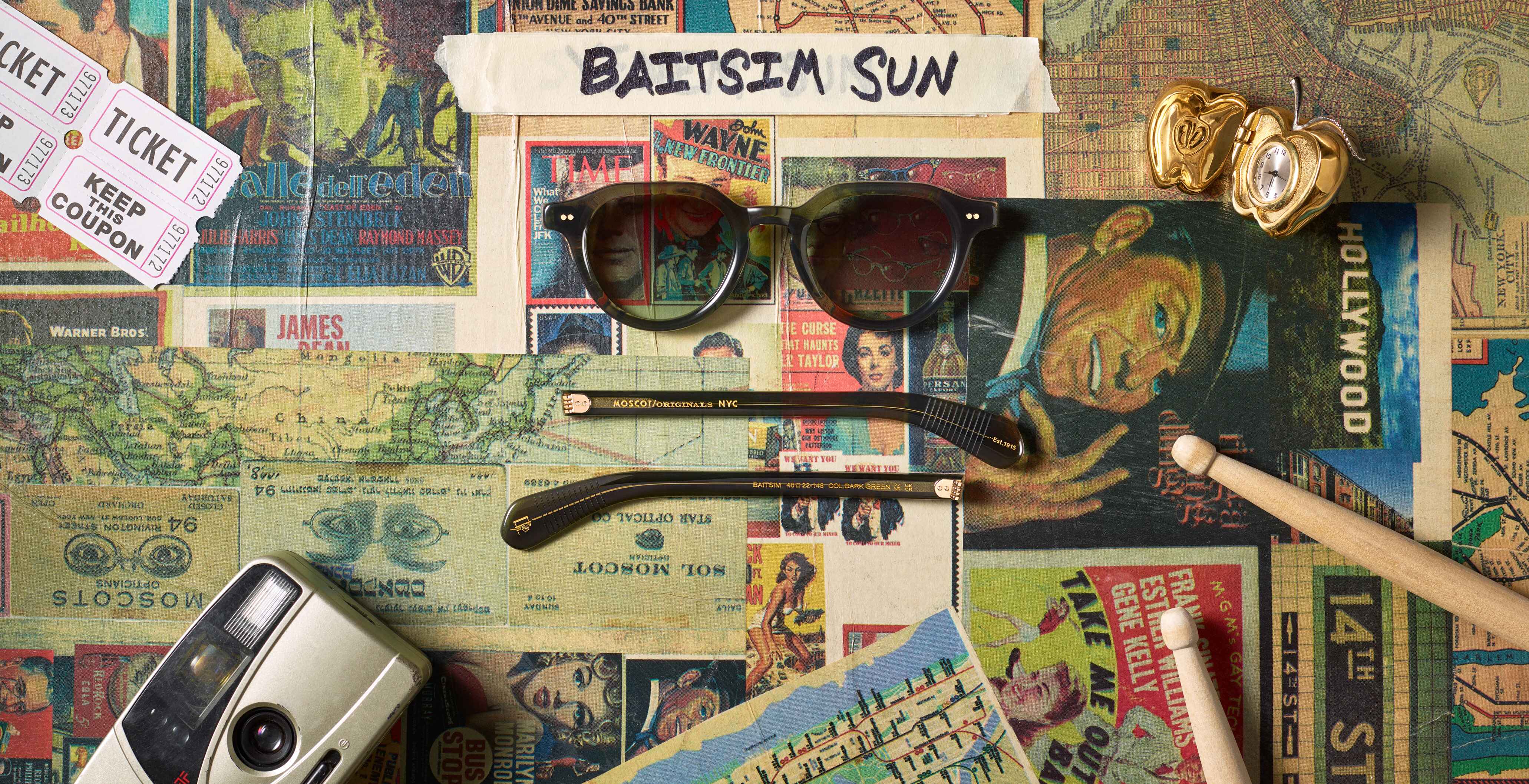 The BAITSIM SUN in Dark Green with Forest Wood Tinted Lenses