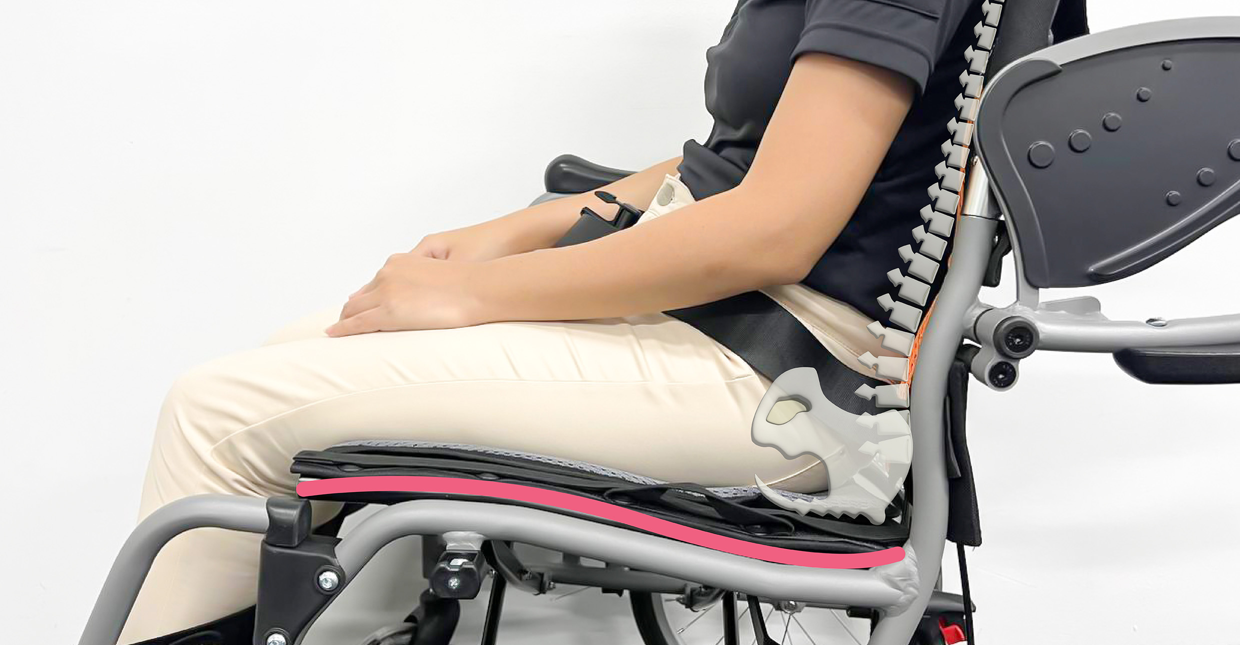 Curved seating system aims to optimize comfort, foster appropriate posture, and mitigate the potential for pressure injuries.