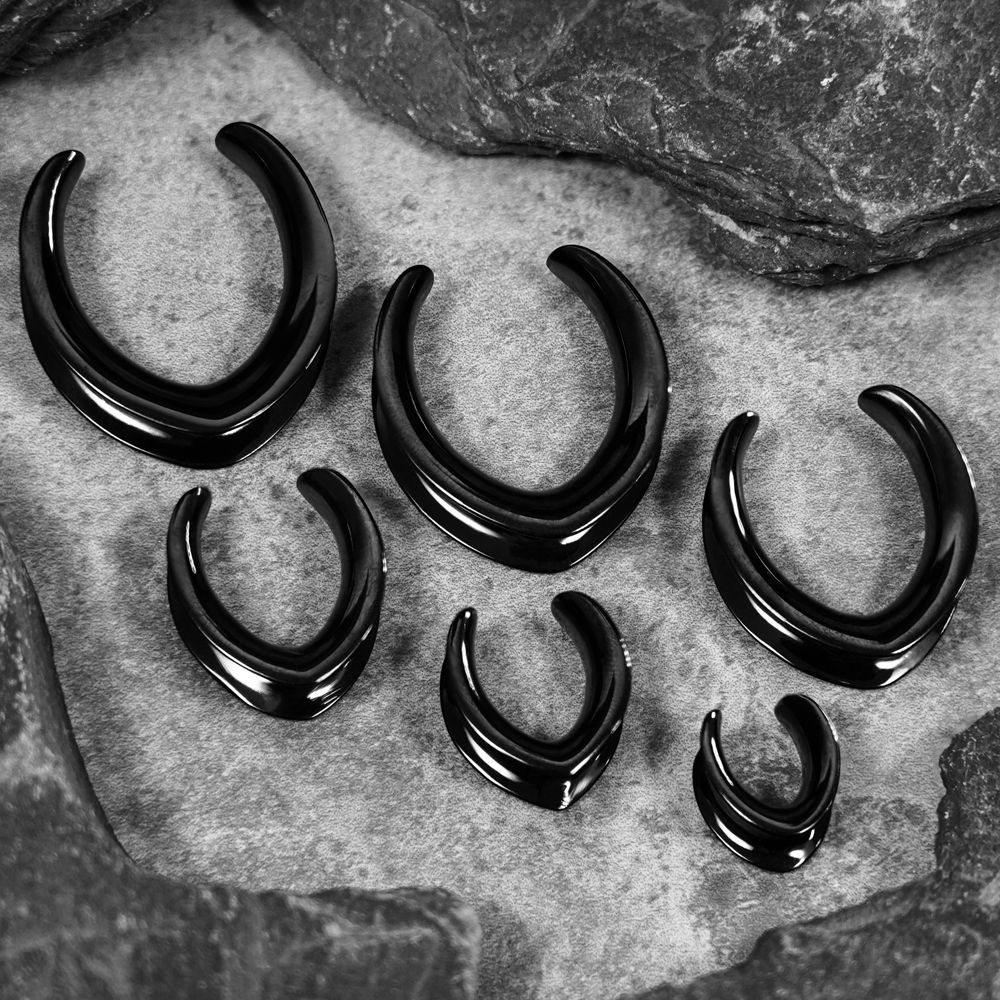 Black V Saddles 1 Schwarzer V Sattel Metall Ohr Messgerät / Plug