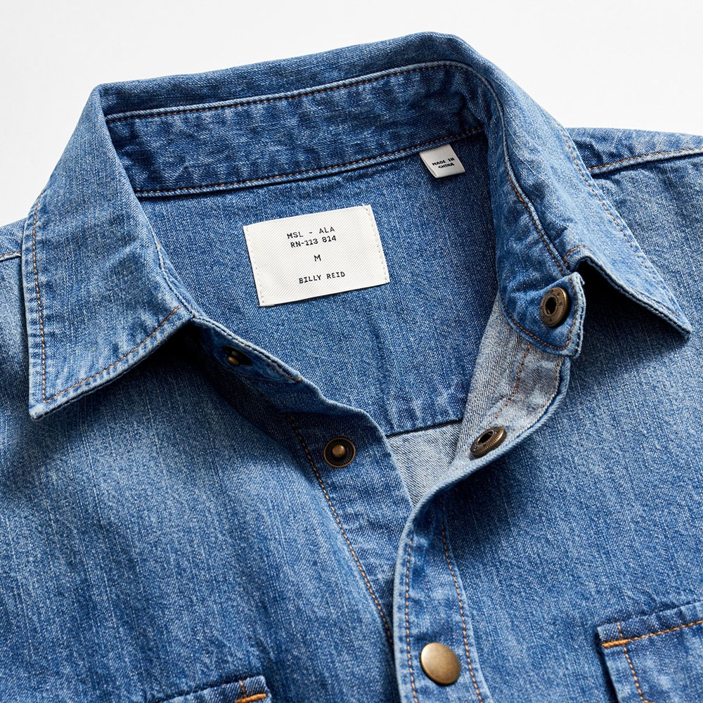 Image of the Shoals Denim Shirt collar