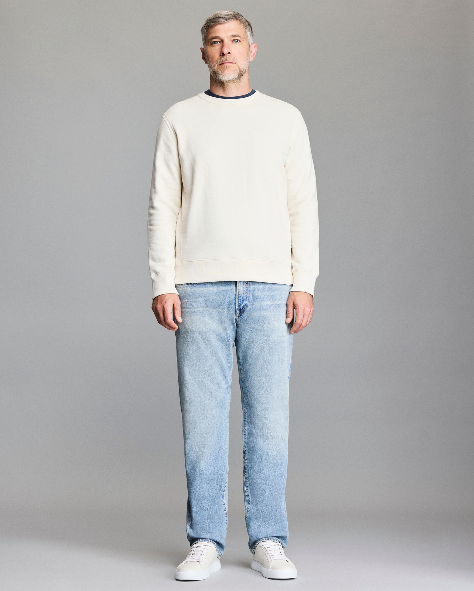 Model shows the fit of the sweatshirt.