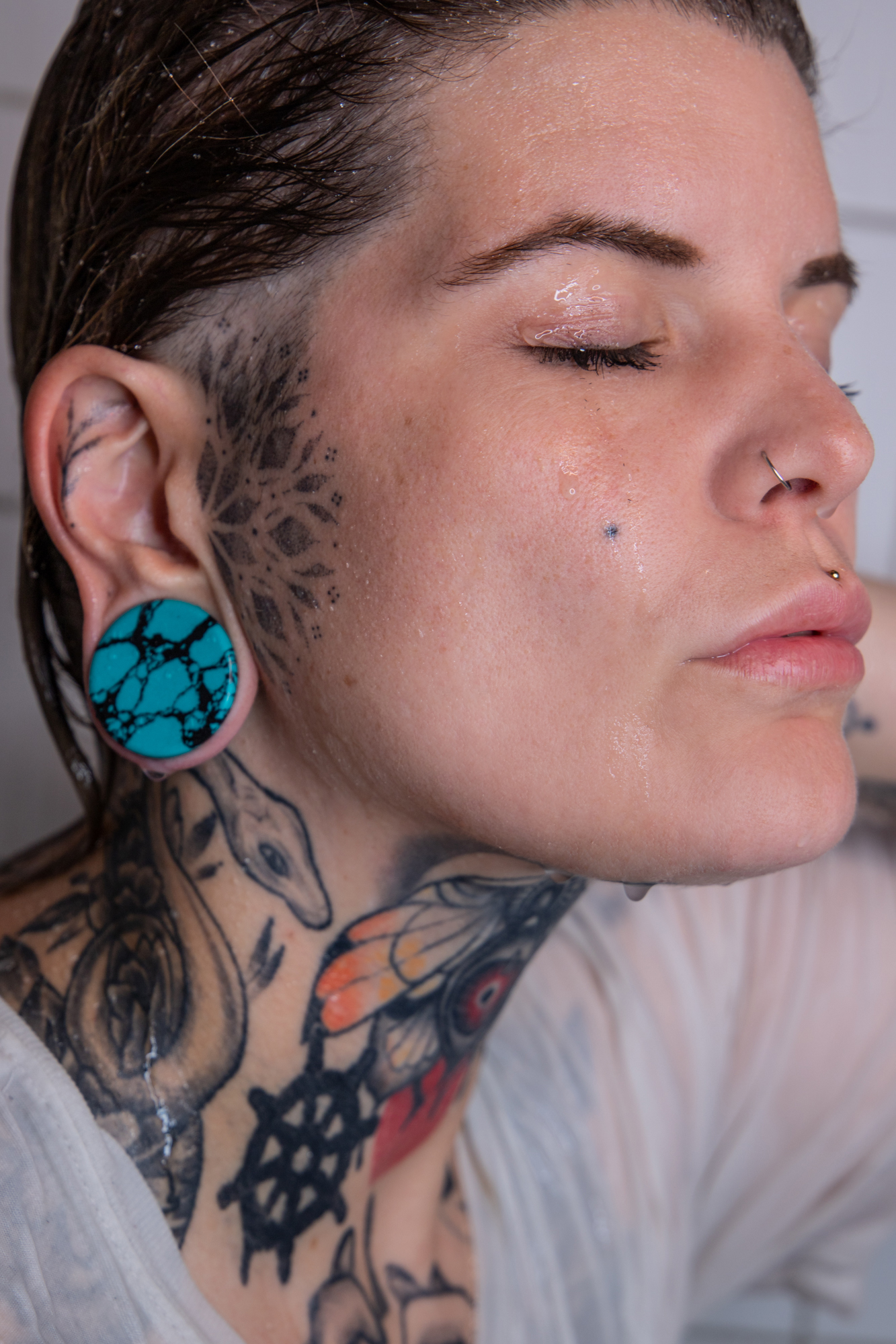 large  Black & Teal Turquoise Stone Plug / Gauge
