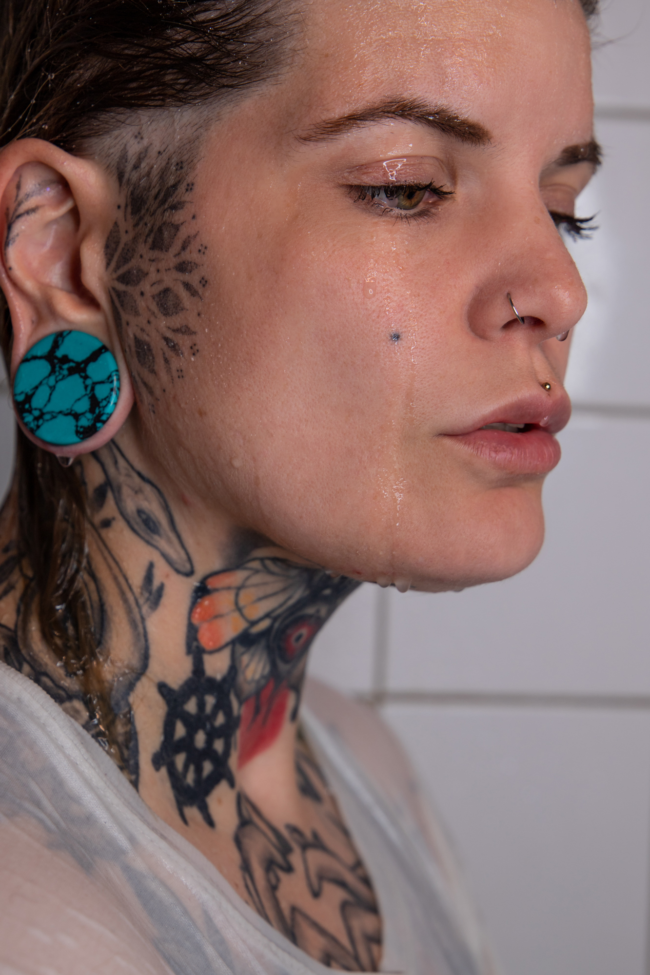 alternative  Black & Teal Turquoise Stone Plug / Gauge