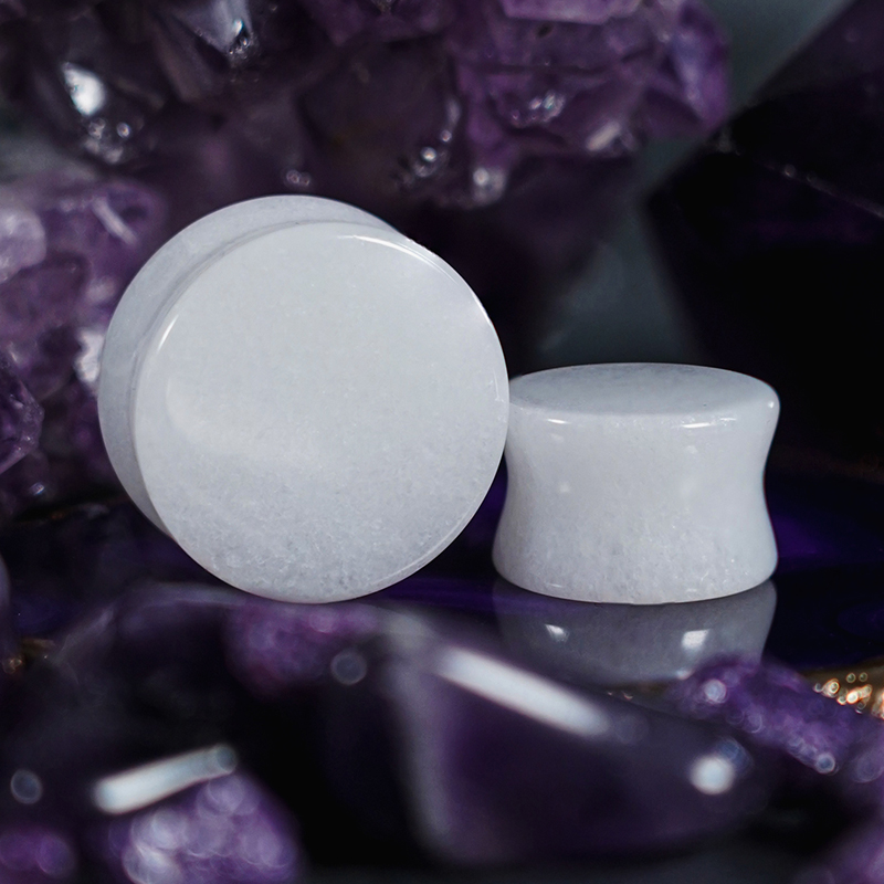 clear  White Jade Stone Plug / Gauge