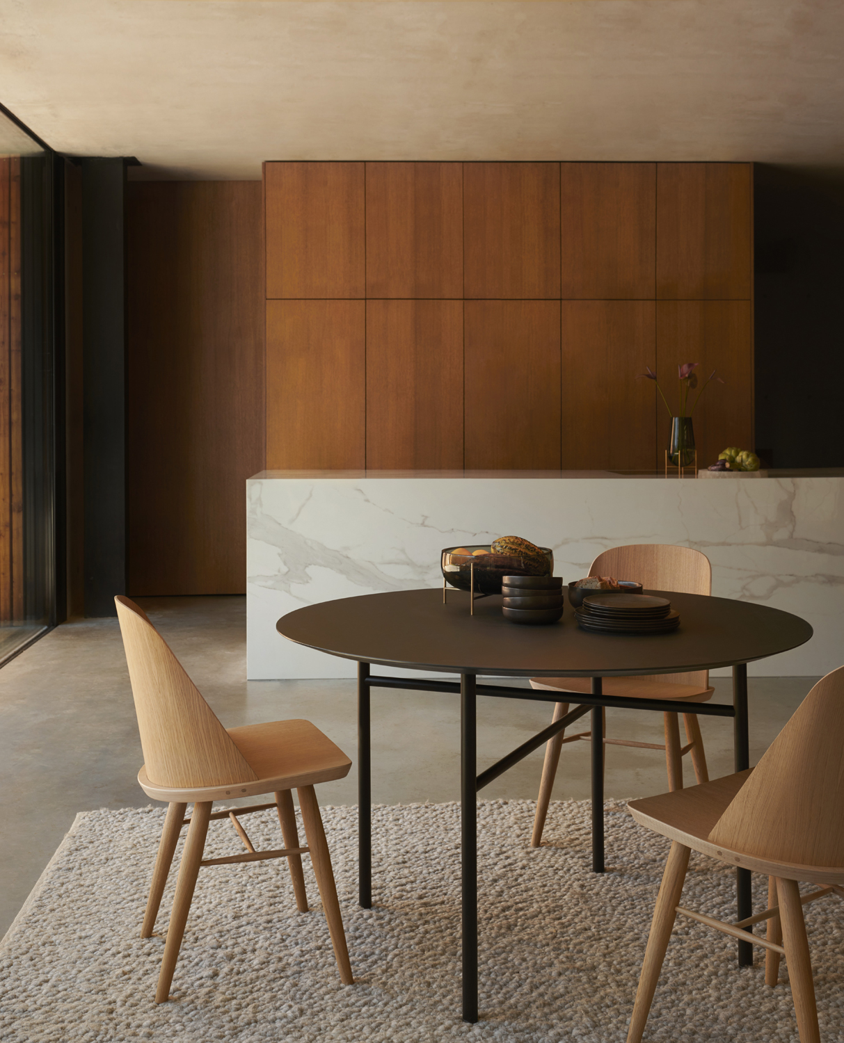 Snaregade Round Dining Table - Black Linoleum - 1380mm - Floor Stock