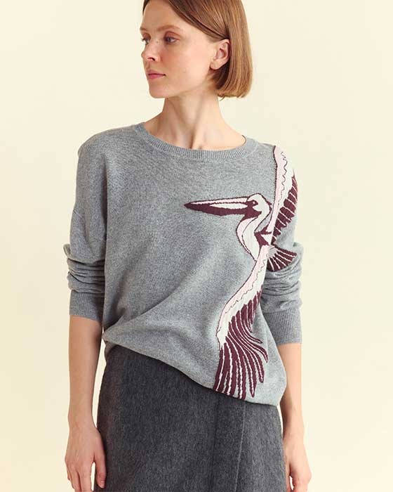 Female model wears the Intarsia Sweater