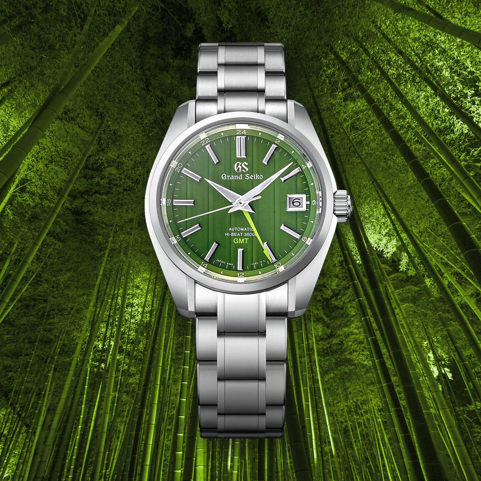 Grand Seiko Hi-Beat GMT 44GS Green Dial SBGJ259 Watch – Grand Seiko  Official Boutique