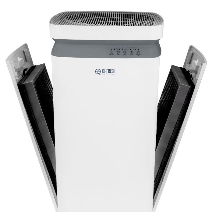 The QFAP-950 has dual panels for 2 filter cartridges to cover large residential and commercial areas.