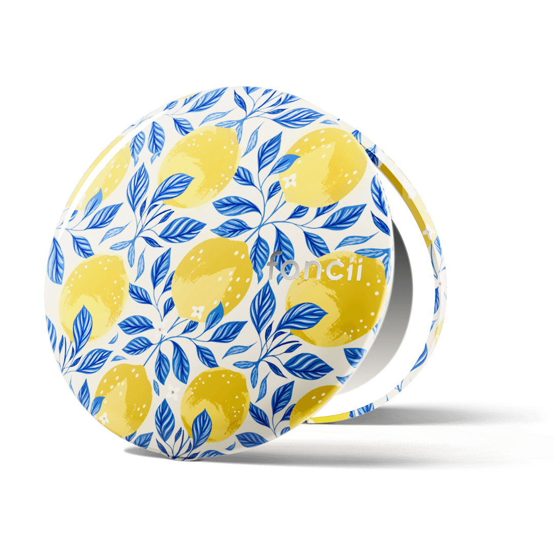 Mini Taylor premium lighted compact by Fancii and Co opened to show the natural daylight leds