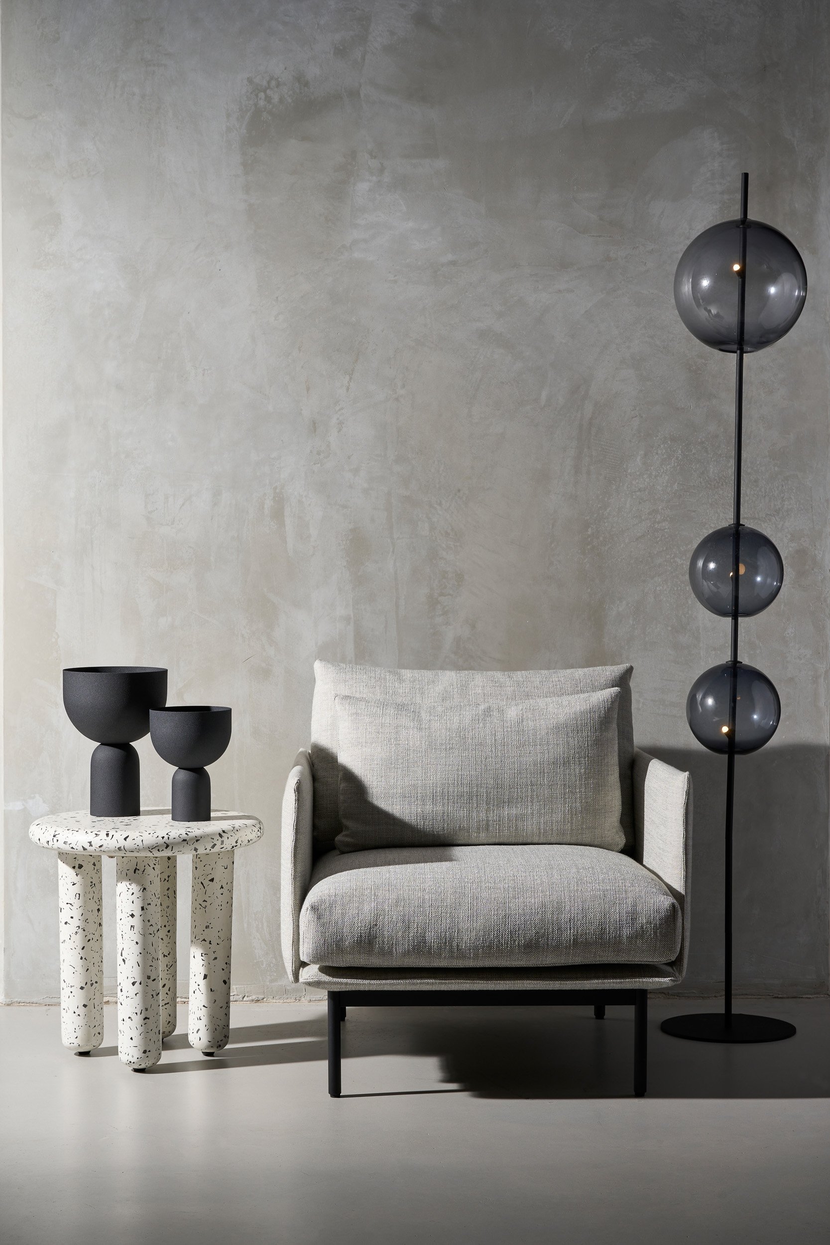 Matte Side Table - Grey Stone Terrazzo - Floor Stock