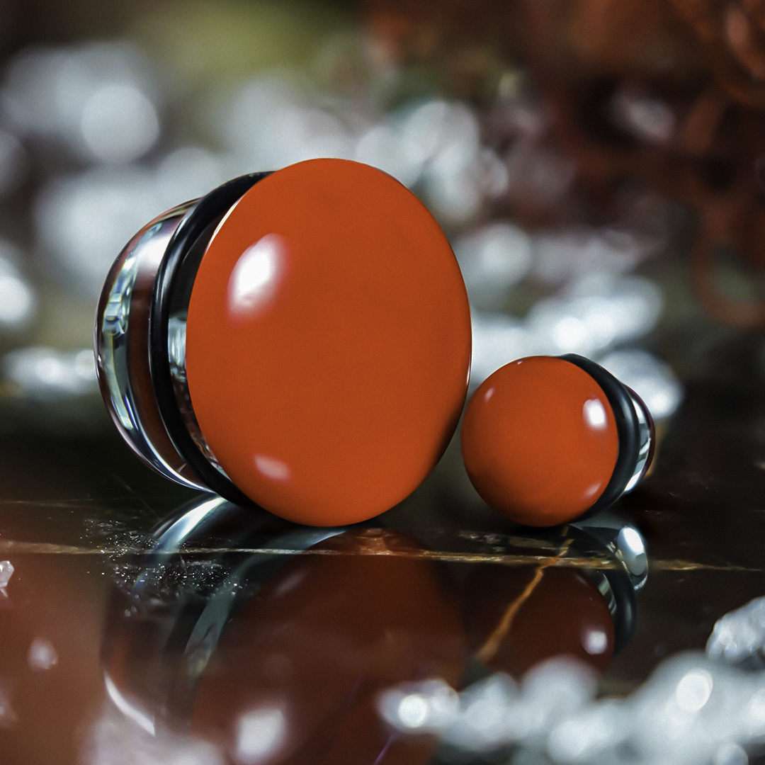 Alternative cool Clear & Red Single Flare Glass Plug / Gauge