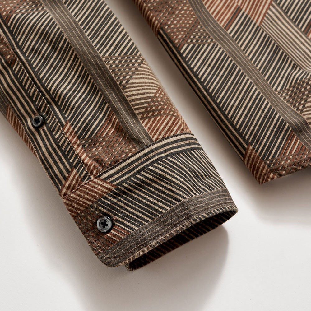 Abstract Ribbon Cedar Shirt with Mother of Pearl Buttons