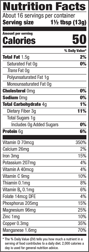 Hemp+ Supergreens Nutrition label