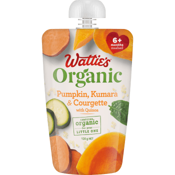 Photograph of Wattie's® Organic Pumpkin, Kumara & Courgette with Quinoa product