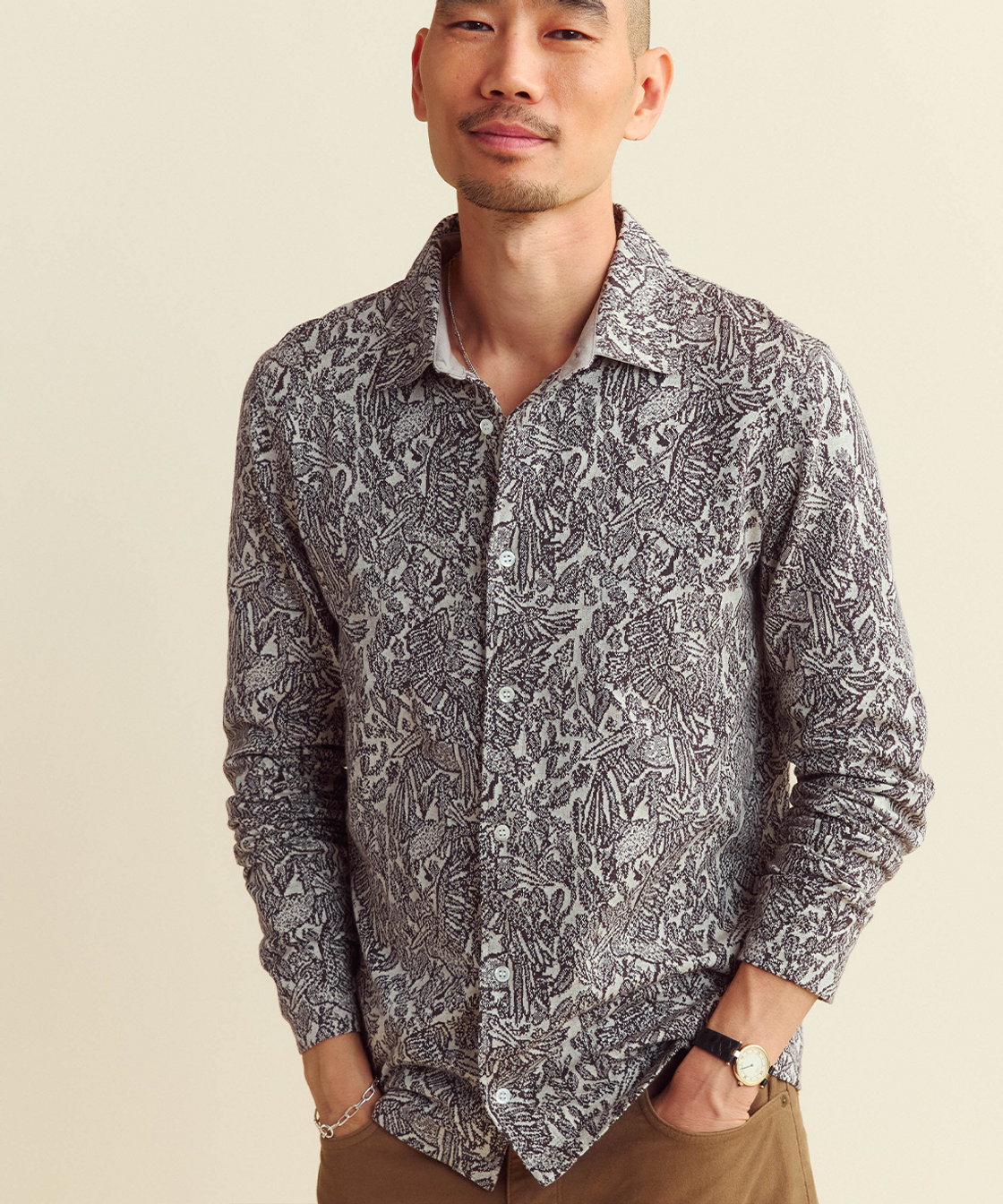 Japanese Jacquard Long Sleeve Shirt | Billy Reid Japanese Jacquard Long Sleeve Shirt | Billy Reid